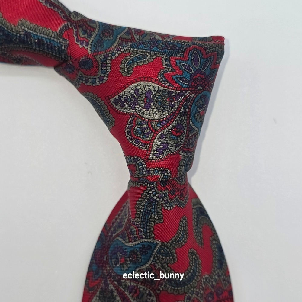 Vintage Meeting Street Gentleman's Collections Silk Tie Red Multi-Color Paisley